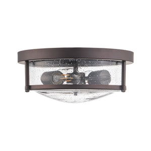 Farmhouze Light - Farmhouse Round Seeded Glass Flush Mount Light - Ceiling Light - Oil Rubbed Bronze - 