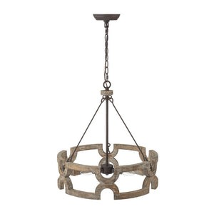 Farmhouze Light - Farmhouse Rustic Wood Drum Cage Pendant Light - Chandelier - 3 bulbs - 