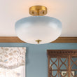 Load image into Gallery viewer, Farmhouze Light-Farmhouse Shaker Milky Blue Art Glass Dome Ceiling Light-Ceiling Light-Brass-
