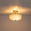 Load image into Gallery viewer, Farmhouze Light-Farmhouse Shaker Milky Blue Art Glass Dome Ceiling Light-Ceiling Light-Brass-
