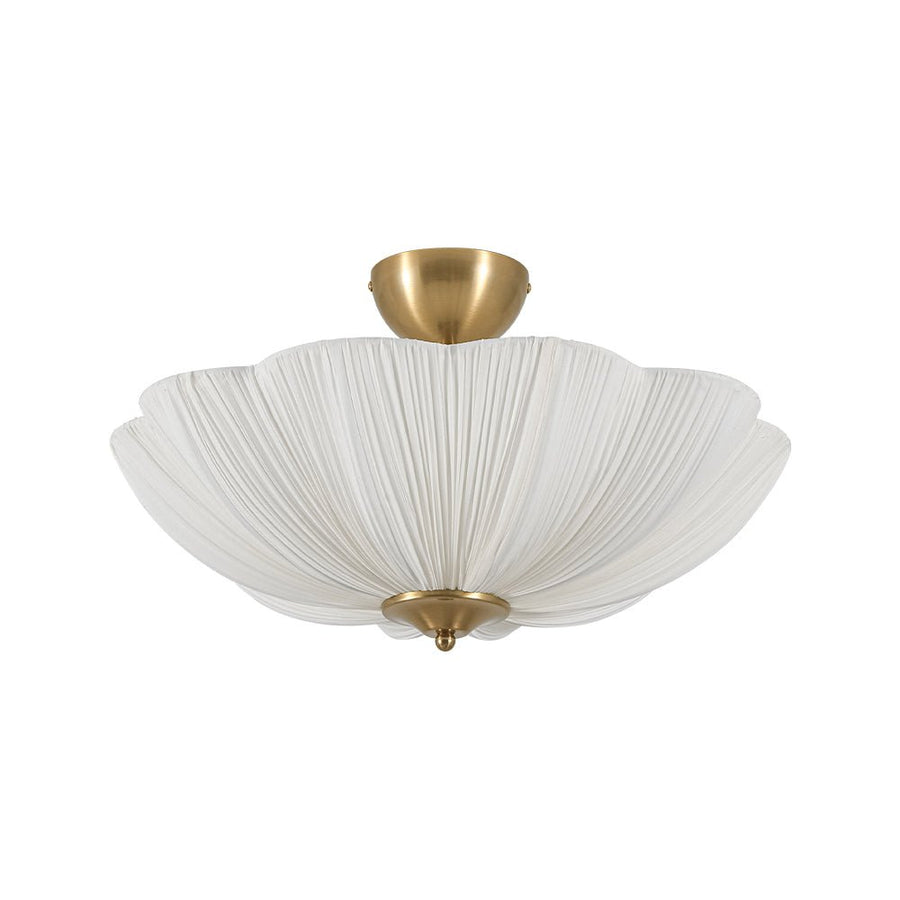 Farmhouze Light - Farmhouse White Fabric Round Scalloped Ceiling Light - Ceiling Light - Ivory (Back Order) - 