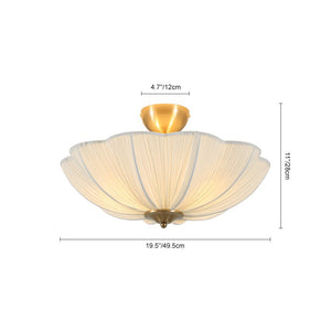 Farmhouze Light - Farmhouse White Fabric Round Scalloped Ceiling Light - Ceiling Light - Ivory (Back Order) - 