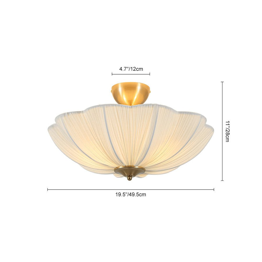 Farmhouze Light - Farmhouse White Fabric Round Scalloped Ceiling Light - Ceiling Light - Ivory (Back Order) - 