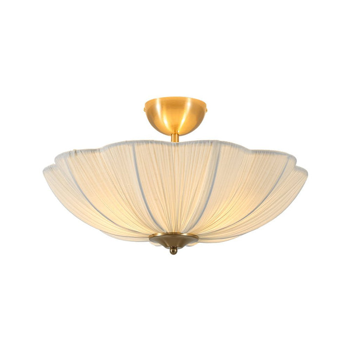 Farmhouze Light - Farmhouse White Fabric Round Scalloped Ceiling Light - Ceiling Light - Ivory (Back Order) - 