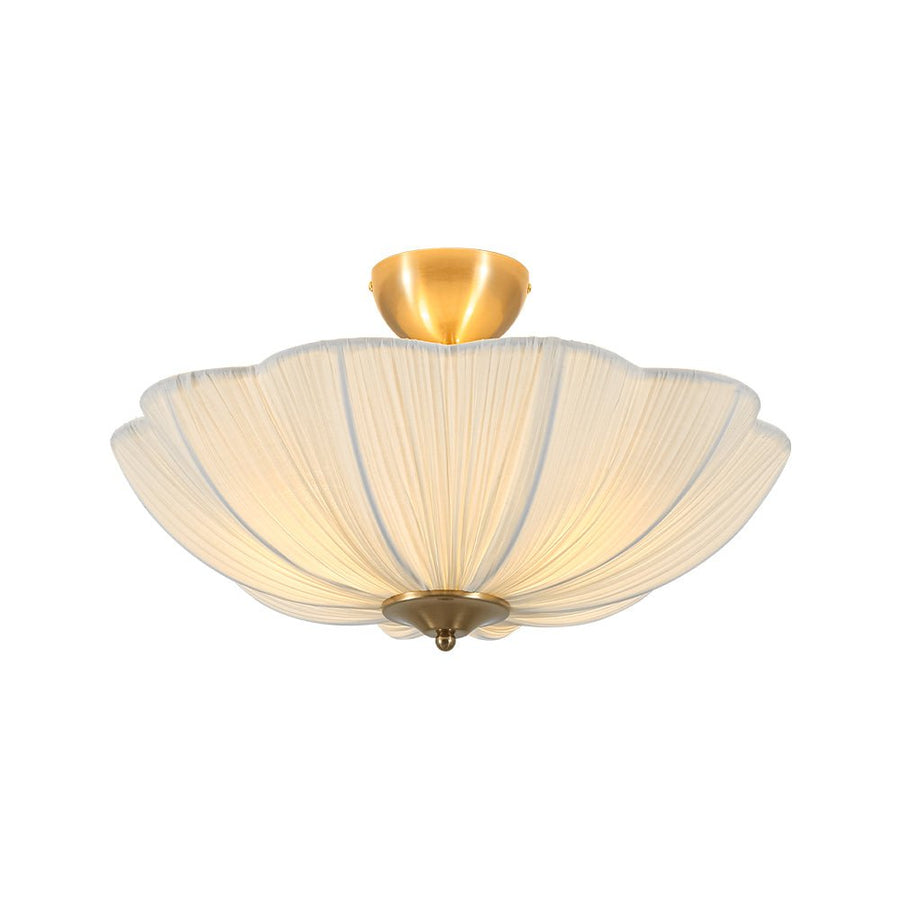 Farmhouze Light - Farmhouse White Fabric Round Scalloped Ceiling Light - Ceiling Light - Ivory (Back Order) - 