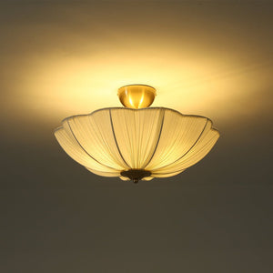 Farmhouze Light - Farmhouse White Fabric Round Scalloped Ceiling Light - Ceiling Light - Ivory (Back Order) - 