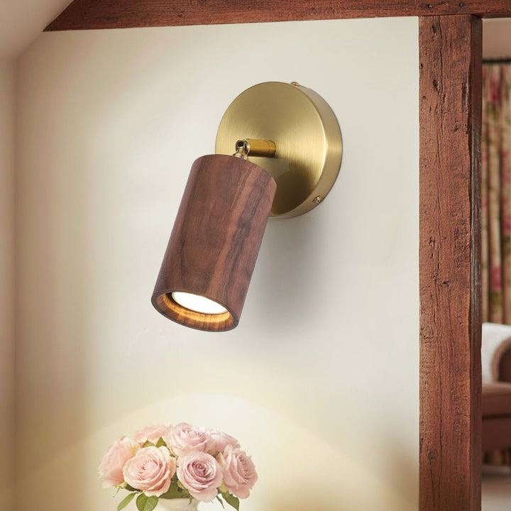 Farmhouze Light - Farmhouse Wood Grain Adjustable Cylinder Ceiling Spotlight - Ceiling Light - Walnut - 1 Pack - 