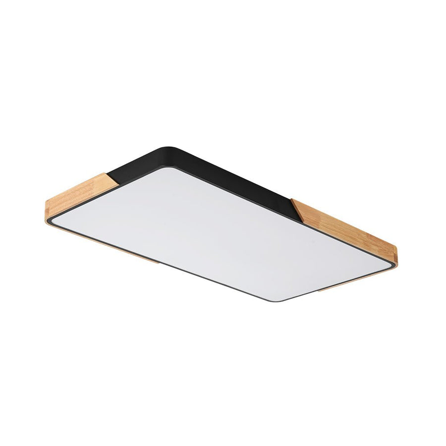 Farmhouze Light - Farmhouse Wood Rectangle Dimmable LED Ceiling Light - Ceiling Light - Black - 