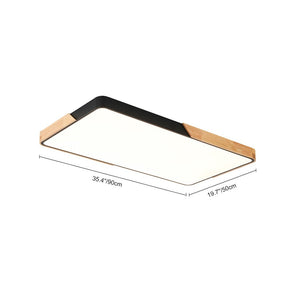 Farmhouze Light - Farmhouse Wood Rectangle Dimmable LED Ceiling Light - Ceiling Light - Black - 