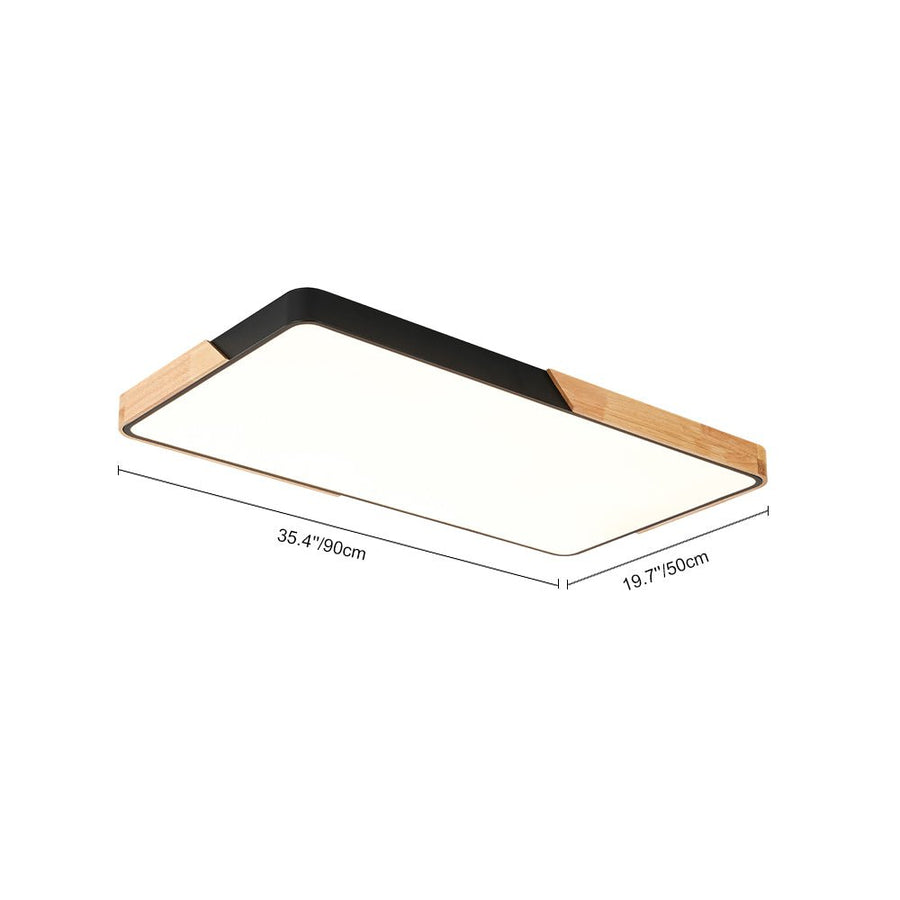 Farmhouze Light - Farmhouse Wood Rectangle Dimmable LED Ceiling Light - Ceiling Light - Black - 