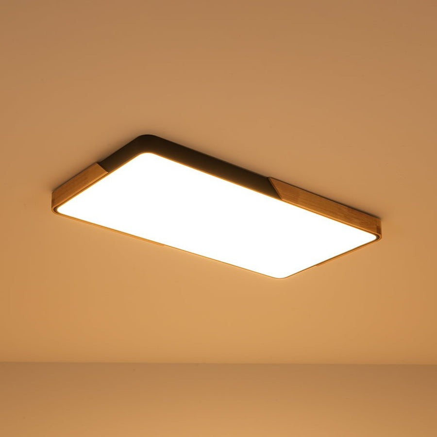 Farmhouze Light - Farmhouse Wood Rectangle Dimmable LED Ceiling Light - Ceiling Light - Black - 