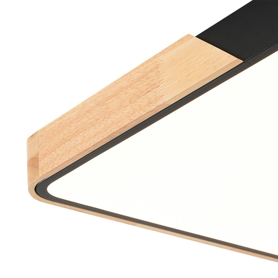 Farmhouze Light - Farmhouse Wood Rectangle Dimmable LED Ceiling Light - Ceiling Light - Black - 