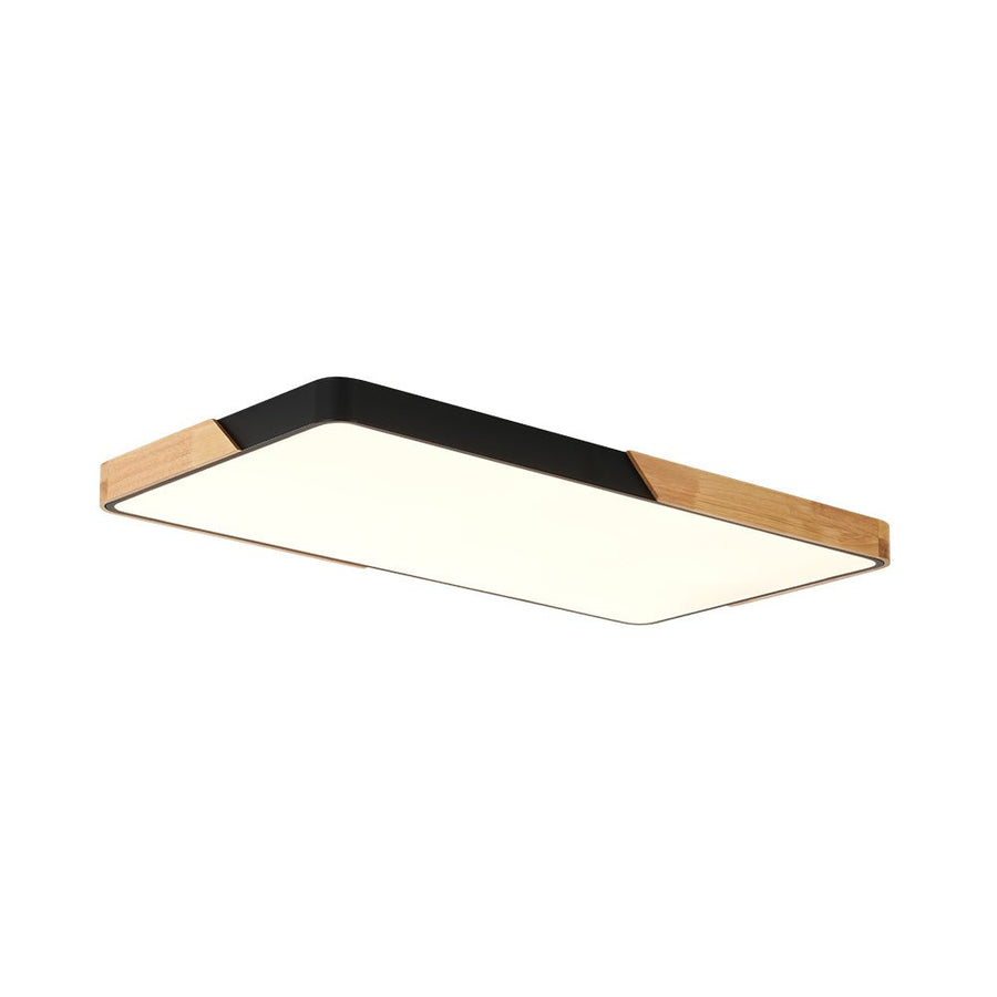 Farmhouze Light - Farmhouse Wood Rectangle Dimmable LED Ceiling Light - Ceiling Light - Black - 