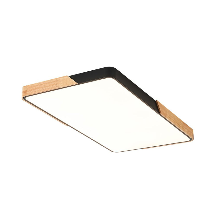 Farmhouze Light - Farmhouse Wood Rectangle Dimmable LED Ceiling Light - Ceiling Light - Black - 