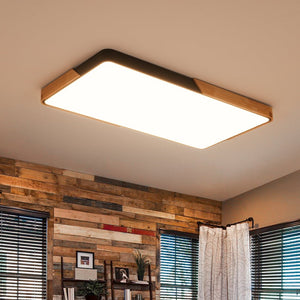 Farmhouze Light - Farmhouse Wood Rectangle Dimmable LED Ceiling Light - Ceiling Light - Black - 