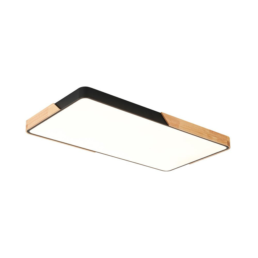 Farmhouze Light - Farmhouse Wood Rectangle Dimmable LED Ceiling Light - Ceiling Light - Black - 