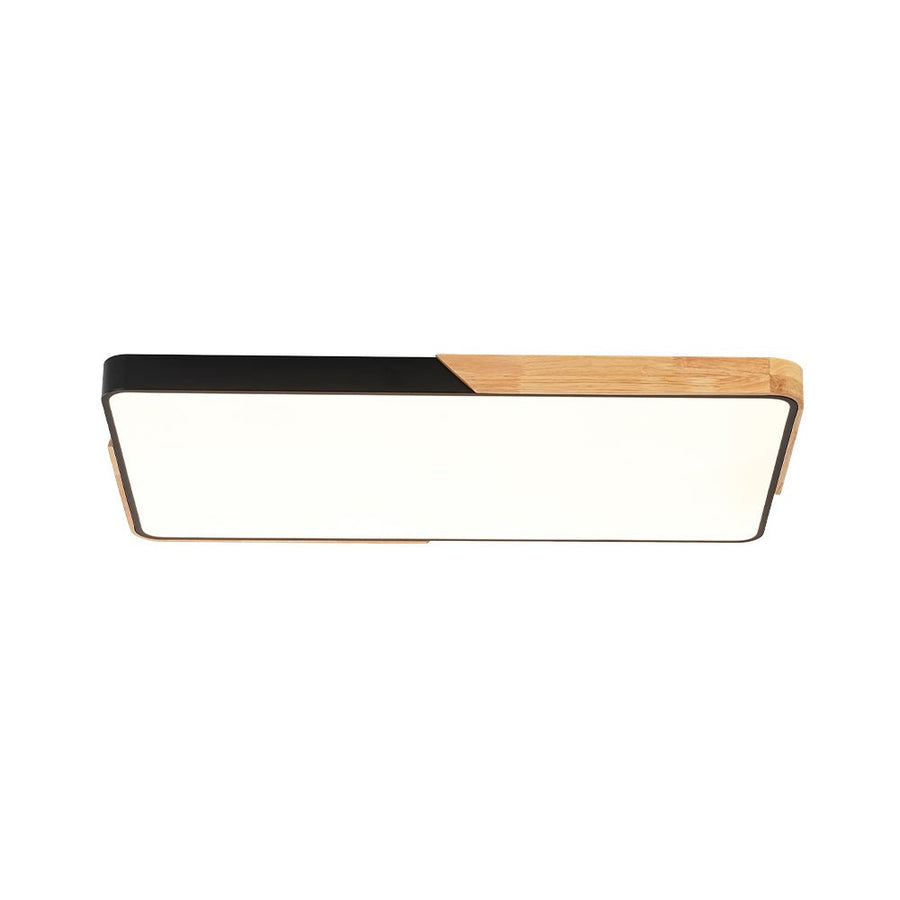 Farmhouze Light - Farmhouse Wood Rectangle Dimmable LED Ceiling Light - Ceiling Light - Black - 
