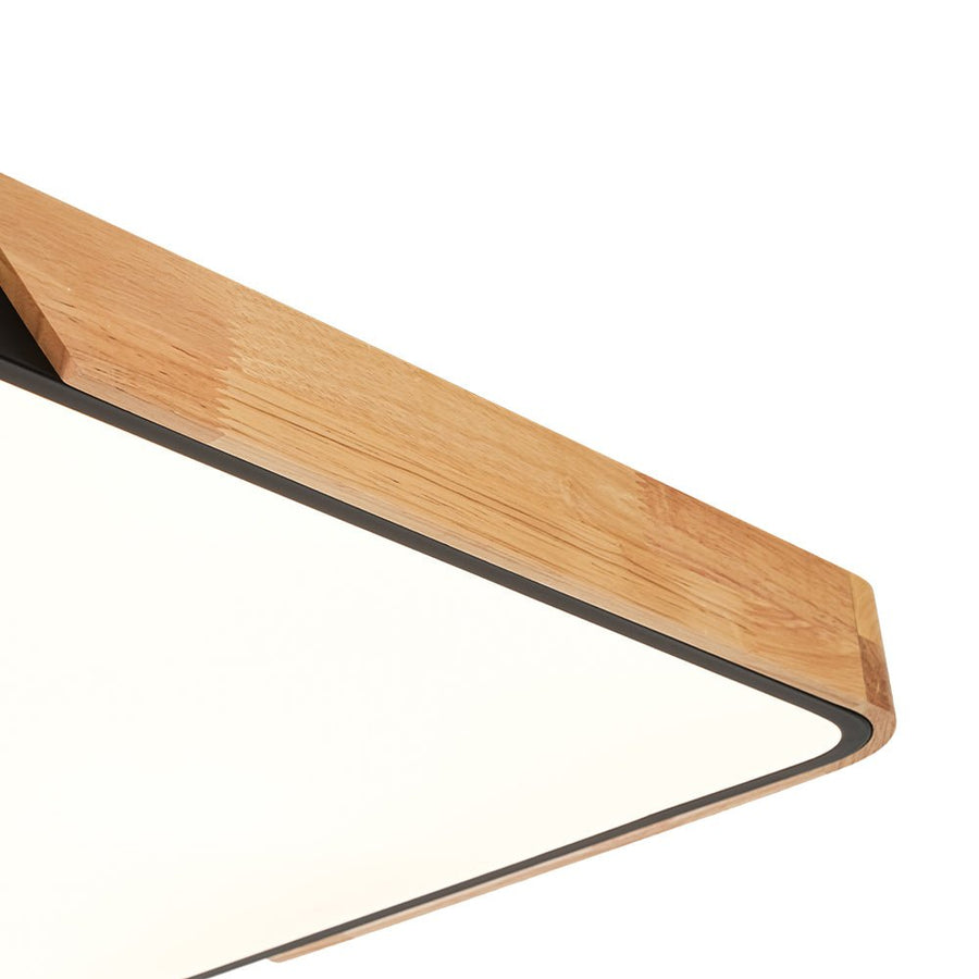 Farmhouze Light - Farmhouse Wood Rectangle Dimmable LED Ceiling Light - Ceiling Light - Black - 