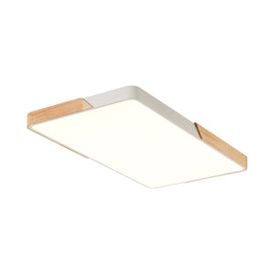 Farmhouze Light - Farmhouse Wood Rectangle Dimmable LED Ceiling Light - Ceiling Light - White - 
