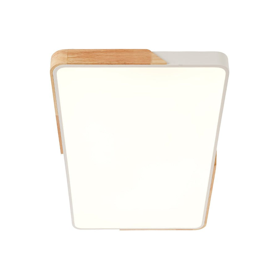 Farmhouze Light - Farmhouse Wood Rectangle Dimmable LED Ceiling Light - Ceiling Light - White - 