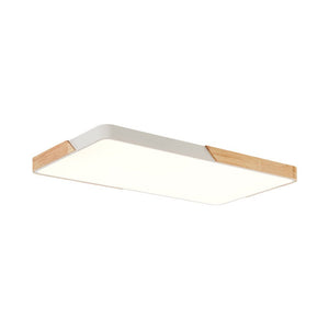 Farmhouze Light - Farmhouse Wood Rectangle Dimmable LED Ceiling Light - Ceiling Light - White - 