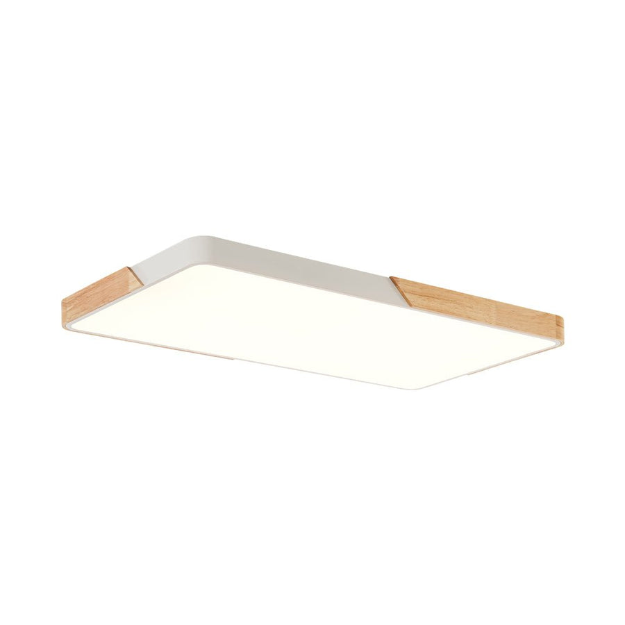 Farmhouze Light - Farmhouse Wood Rectangle Dimmable LED Ceiling Light - Ceiling Light - White - 