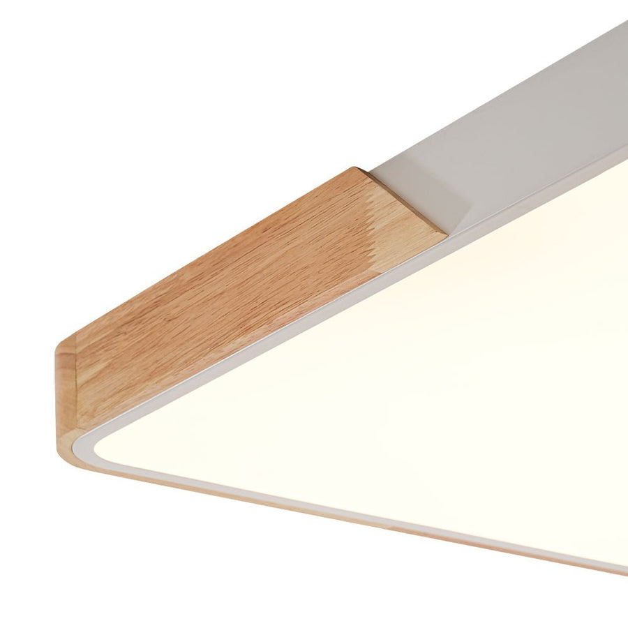 Farmhouze Light - Farmhouse Wood Rectangle Dimmable LED Ceiling Light - Ceiling Light - White - 