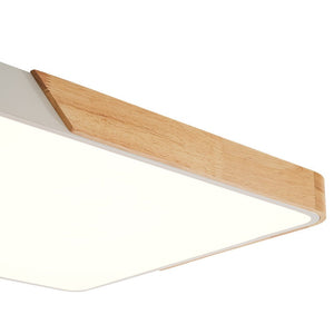 Farmhouze Light - Farmhouse Wood Rectangle Dimmable LED Ceiling Light - Ceiling Light - White - 