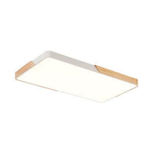 Farmhouze Light - Farmhouse Wood Rectangle Dimmable LED Ceiling Light - Ceiling Light - White - 