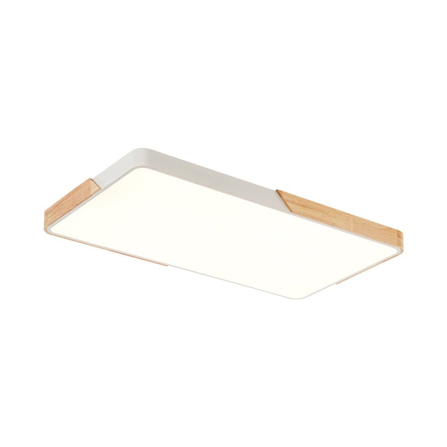 Farmhouze Light - Farmhouse Wood Rectangle Dimmable LED Ceiling Light - Ceiling Light - White - 