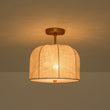 Load image into Gallery viewer, Farmhouze Light - French Country Beige Linen Pleated Drum Cage Semi Flush - Ceiling Light - 12 in - 
