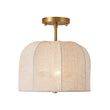 Load image into Gallery viewer, Farmhouze Light - French Country Beige Linen Pleated Drum Cage Semi Flush - Ceiling Light - 12 in - 
