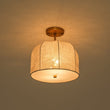 Load image into Gallery viewer, Farmhouze Light - French Country Beige Linen Pleated Drum Cage Semi Flush - Ceiling Light - 12 in - 
