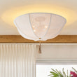 Load image into Gallery viewer, Farmhouze Light - French Country Beige Linen Round Pleated Cage Ceiling Light - Ceiling Light - 24 in - 

