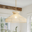Load image into Gallery viewer, Farmhouze Light-French Country Bleached String Round Woven Cage Pendant-Chandelier-White-
