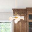 Load image into Gallery viewer, Farmhouze Light-French Country Ceramic Brass Pleated Flower Pendant-Pendant-Brass-
