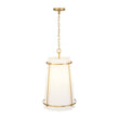 Load image into Gallery viewer, Farmhouze Light - French Country Cylindrical White Fabric Shade Pendant Light - Chandelier - Brass - 

