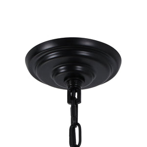 Farmhouze Light - French Country Luxe Glass Flower Round Drum Cage Chandelier - Chandelier - Black - 