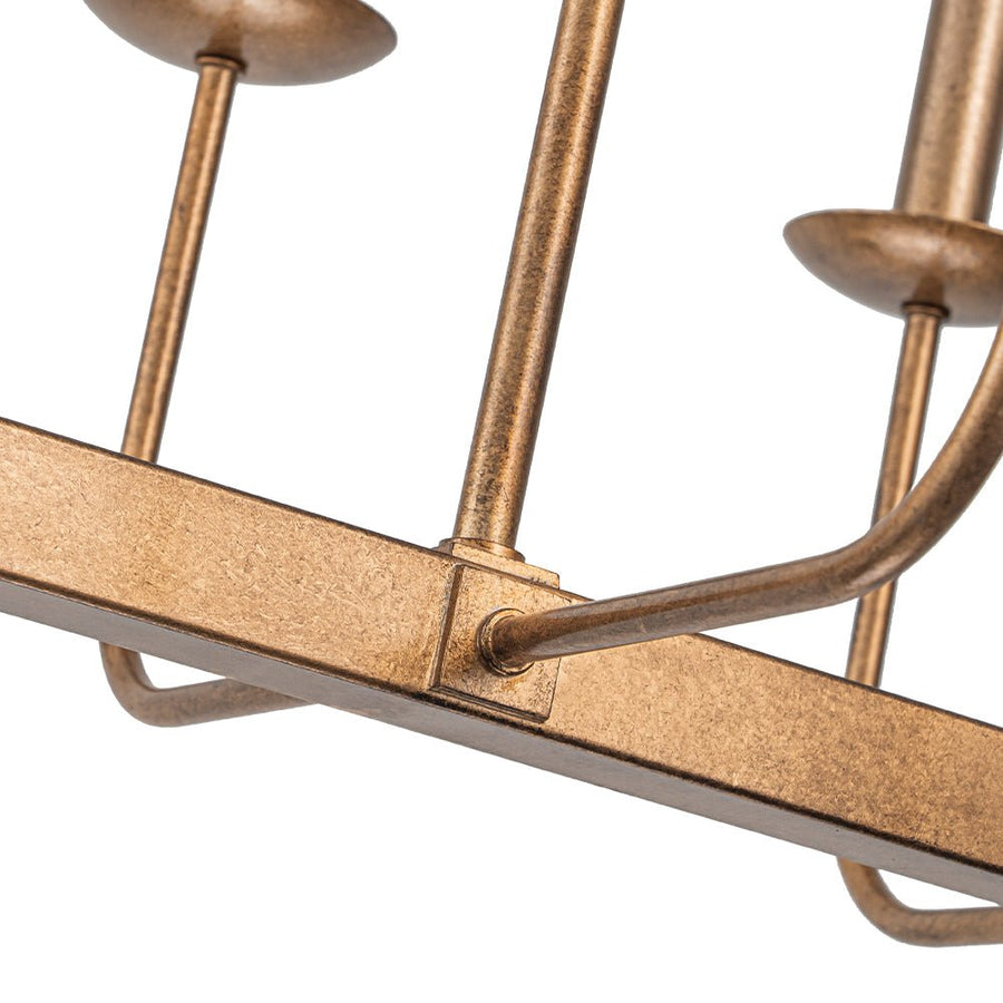 Farmhouze Light - French Country Luxe Linear Candle Kitchen Island Pendant - Chandelier - Antique Brass - 