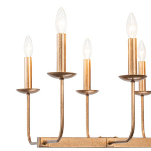 Farmhouze Light - French Country Luxe Linear Candle Kitchen Island Pendant - Chandelier - Antique Brass - 