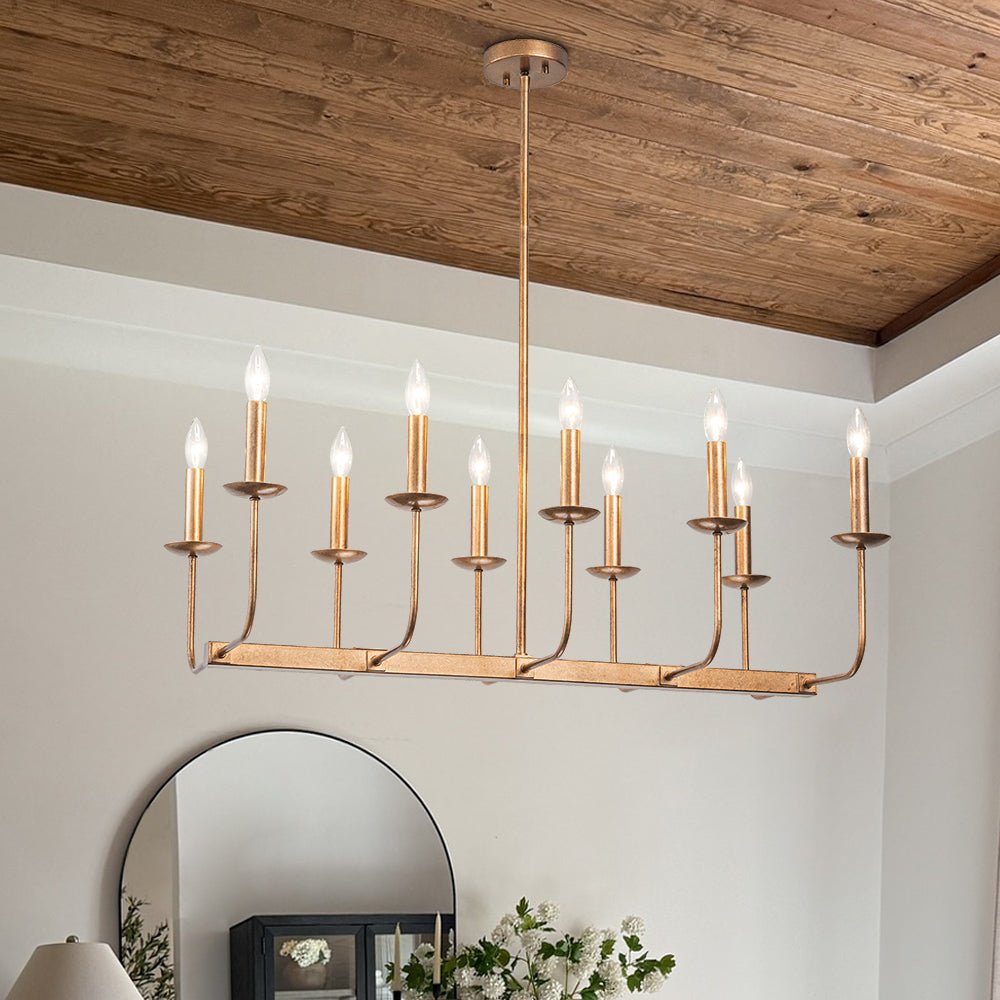 French Country Luxe Linear Candle Kitchen Island Pendant Farmhouze Light