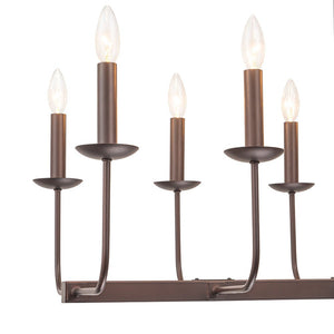 Farmhouze Light - French Country Luxe Linear Candle Kitchen Island Pendant - Chandelier - Oil - Rubbed Bronze - 