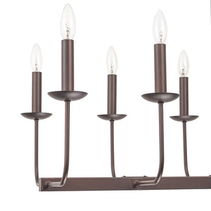 Farmhouze Light - French Country Luxe Linear Candle Kitchen Island Pendant - Chandelier - Oil - Rubbed Bronze - 