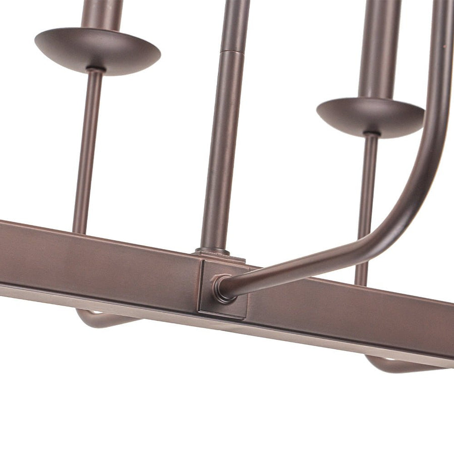 Farmhouze Light - French Country Luxe Linear Candle Kitchen Island Pendant - Chandelier - Oil - Rubbed Bronze - 