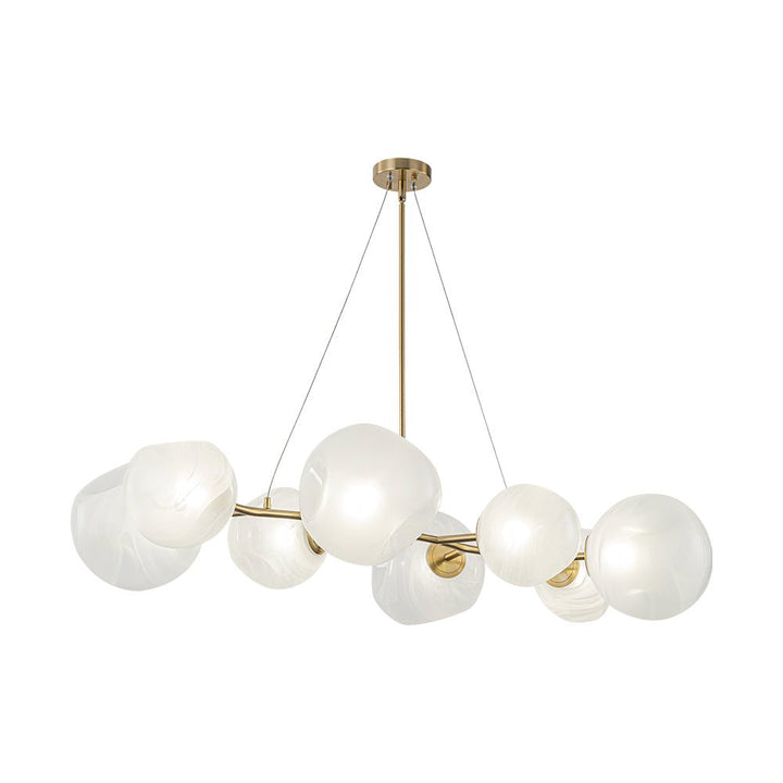 Farmhouze Light - French Country Milky Misty Glass Bubble Island Chandelier - Chandelier - Brass - 
