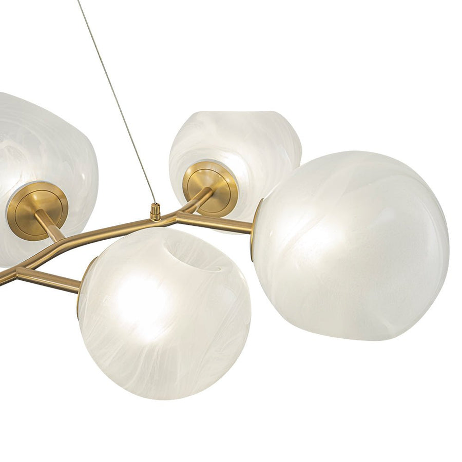 Farmhouze Light - French Country Milky Misty Glass Bubble Island Chandelier - Chandelier - Brass - 
