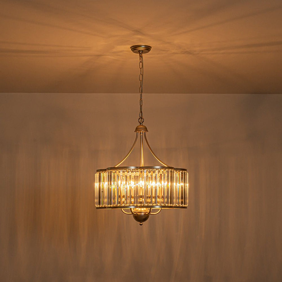 Farmhouze Light - French Country Rusty Silver 6 - Light Crystal Cage Chandelier - Chandelier - 6 Bulbs - 