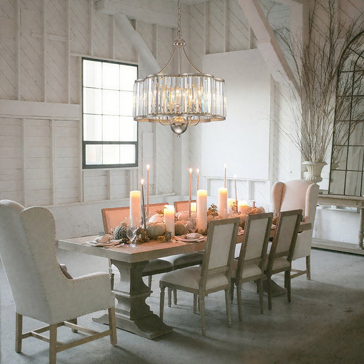 Farmhouze Light - French Country Rusty Silver 6 - Light Crystal Cage Chandelier - Chandelier - 6 Bulbs - 
