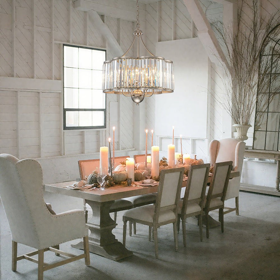 Farmhouze Light - French Country Rusty Silver 6 - Light Crystal Cage Chandelier - Chandelier - 6 Bulbs - 