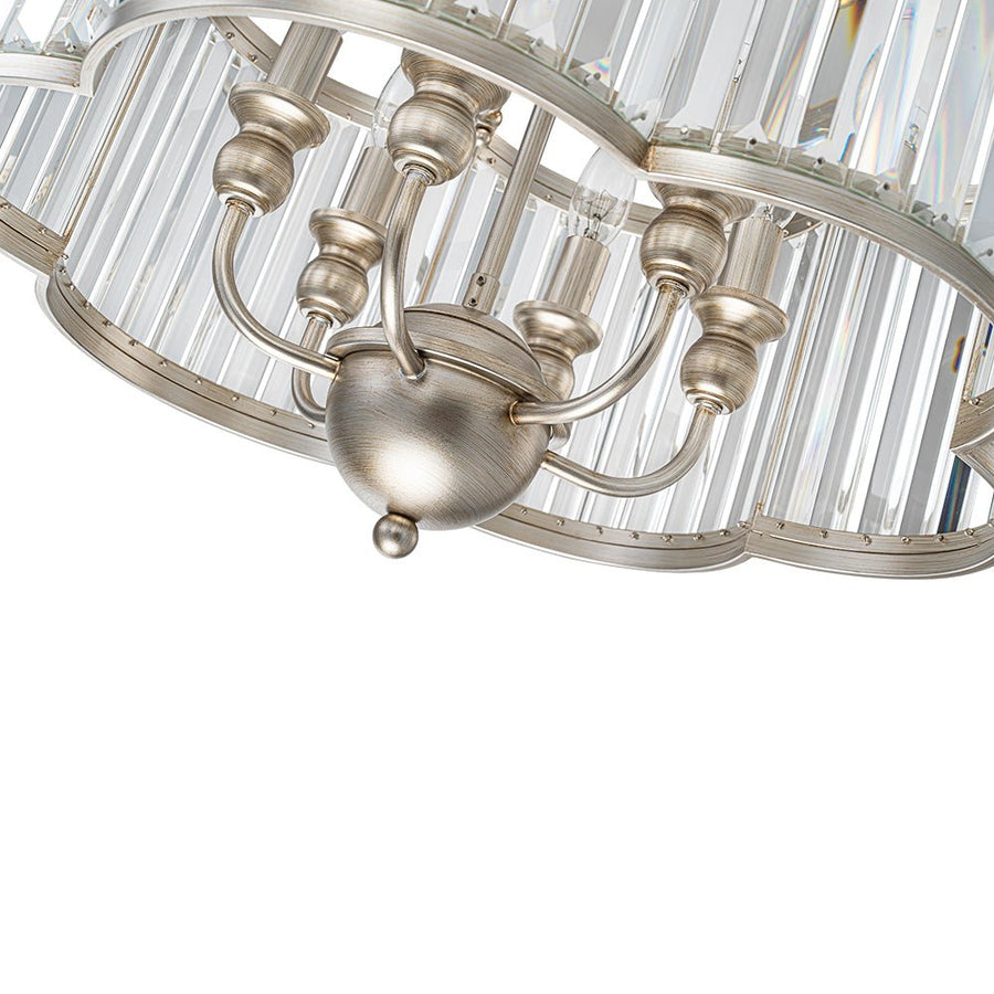 Farmhouze Light - French Country Rusty Silver 6 - Light Crystal Cage Chandelier - Chandelier - 6 Bulbs - 
